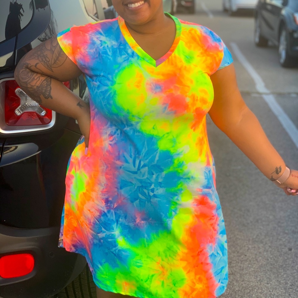 Tie Dye Short Sleeve Dress